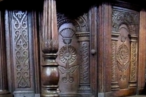 A carved cabinet